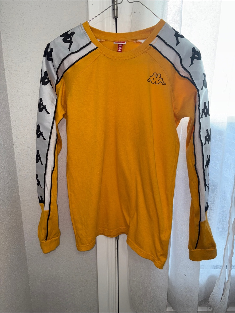 Kappa Yellow Long Sleeve Logo Tape Top